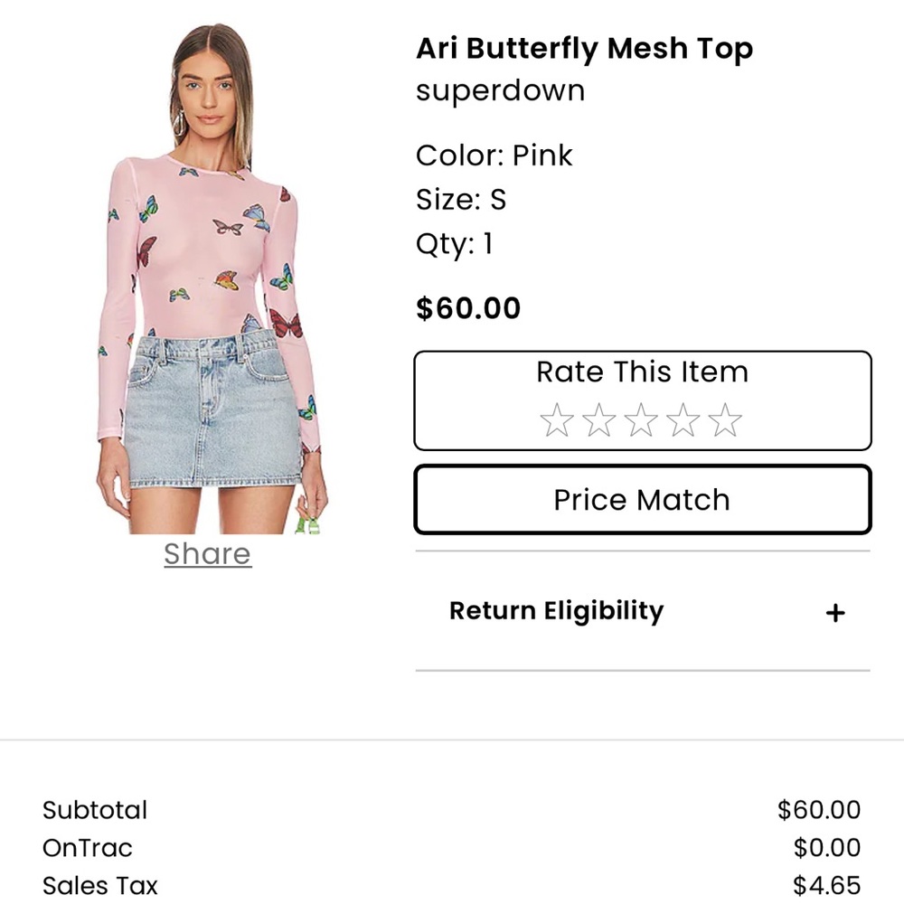 Superdown Butterfly Mesh Blouse - Pink